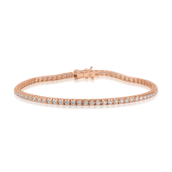 Bratara tennis din aur roz cu diamante de 1.6ct