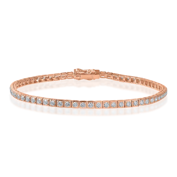 Bratara tennis din aur roz cu diamante de 1.8ct