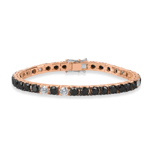 Bratara tennis din aur roz cu diamante de 12.7ct