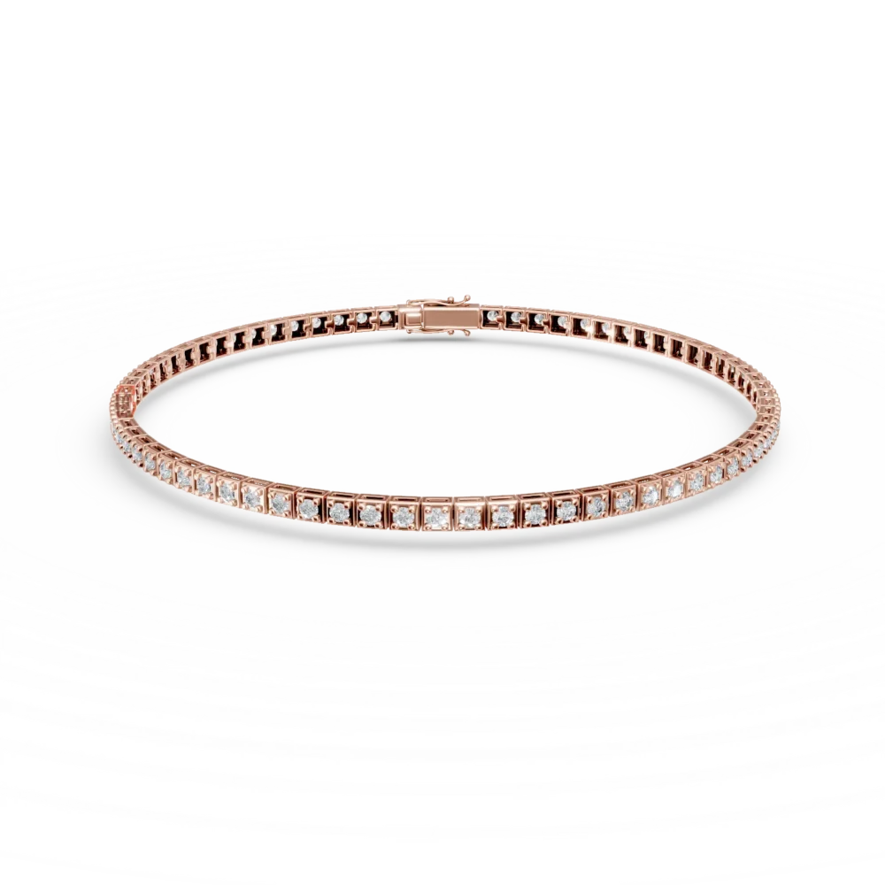 Bratara tennis din aur roz cu diamante de 1ct