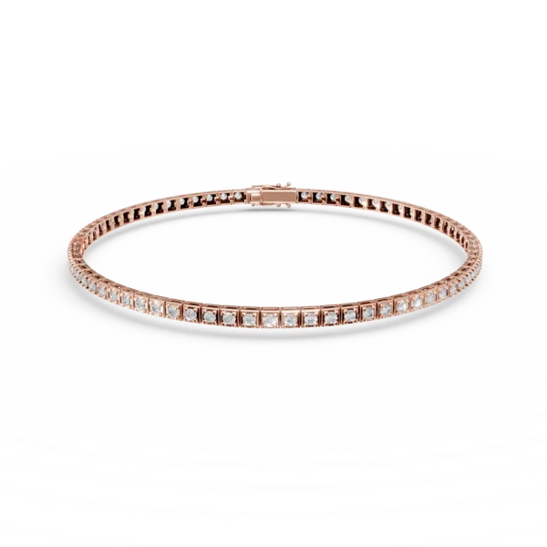 Bratara tennis din aur roz cu diamante de 1ct