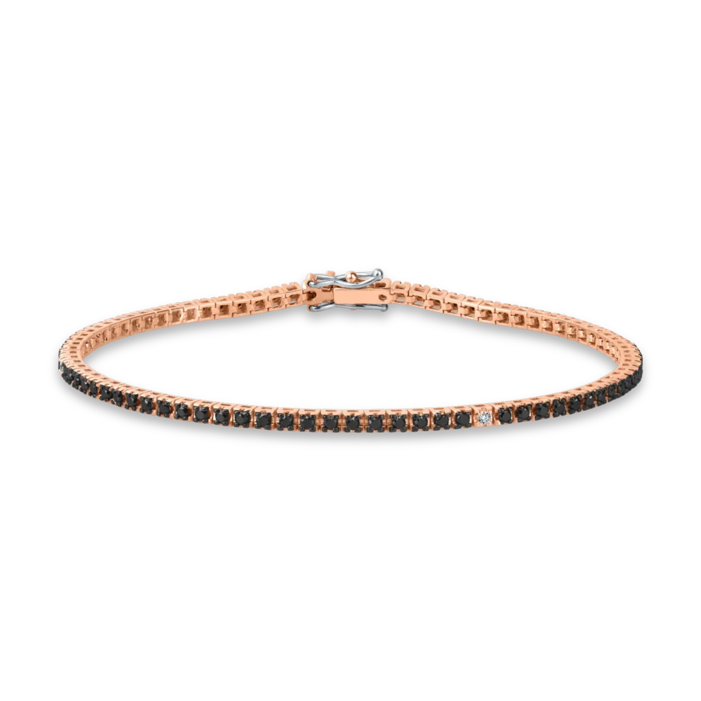 Bratara tennis din aur roz cu diamante de 1ct