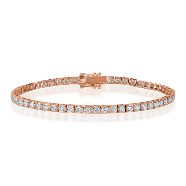 Bratara tennis din aur roz cu diamante de 2.8ct