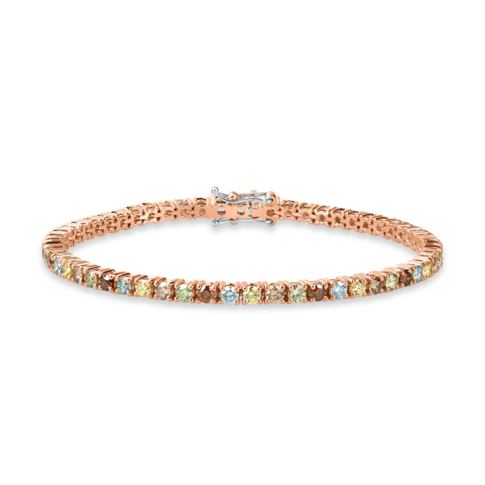 Bratara tennis din aur roz cu diamante de 3.8ct