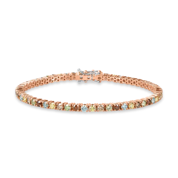 Bratara tennis din aur roz cu diamante de 3.8ct