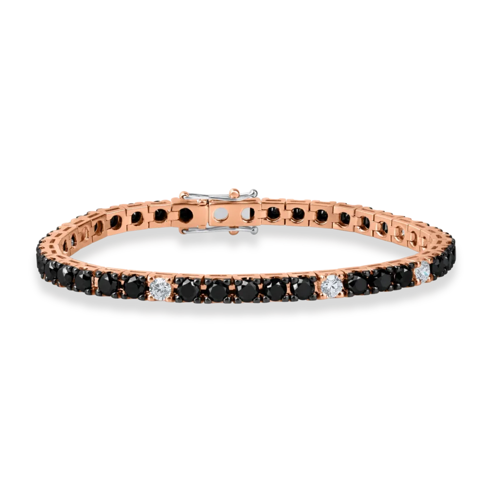 Bratara tennis din aur roz cu diamante de 8.6ct