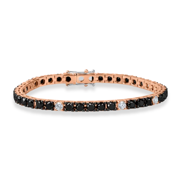 Bratara tennis din aur roz cu diamante de 8.6ct