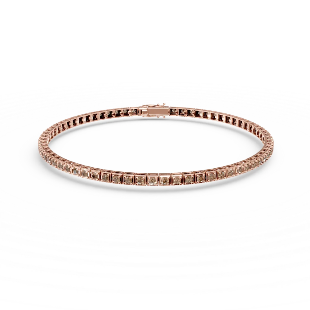 Bratara tennis din aur roz cu diamante maro de 0.7ct