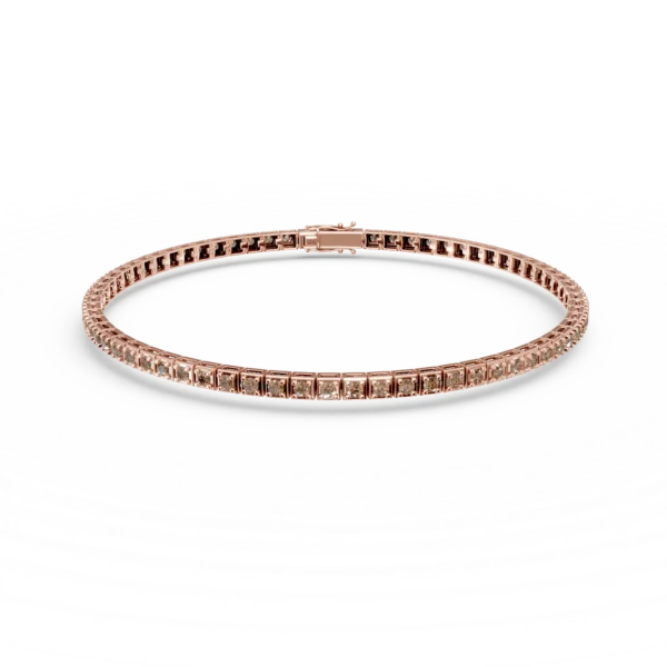 Bratara tennis din aur roz cu diamante maro de 0.7ct