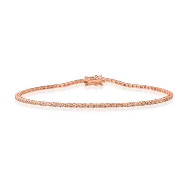 Bratara tennis din aur roz cu diamante maro de 0.9ct