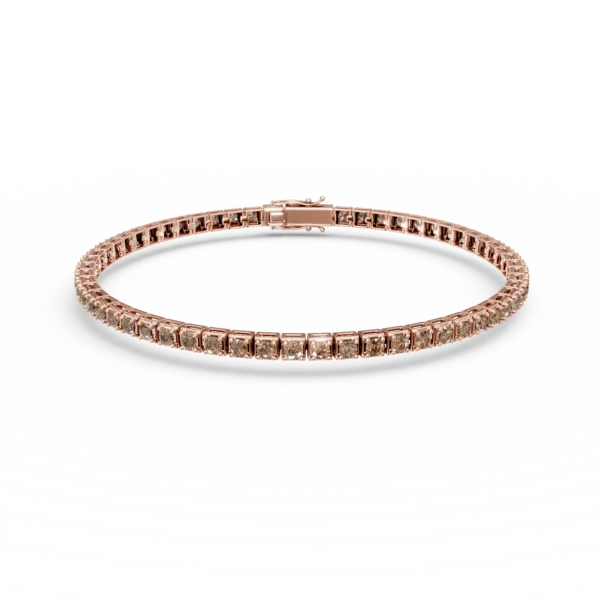 Bratara tennis din aur roz cu diamante maro de 1.4ct