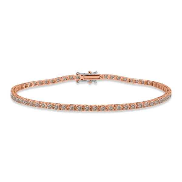 Bratara tennis din aur roz cu diamante maro de 1.8ct