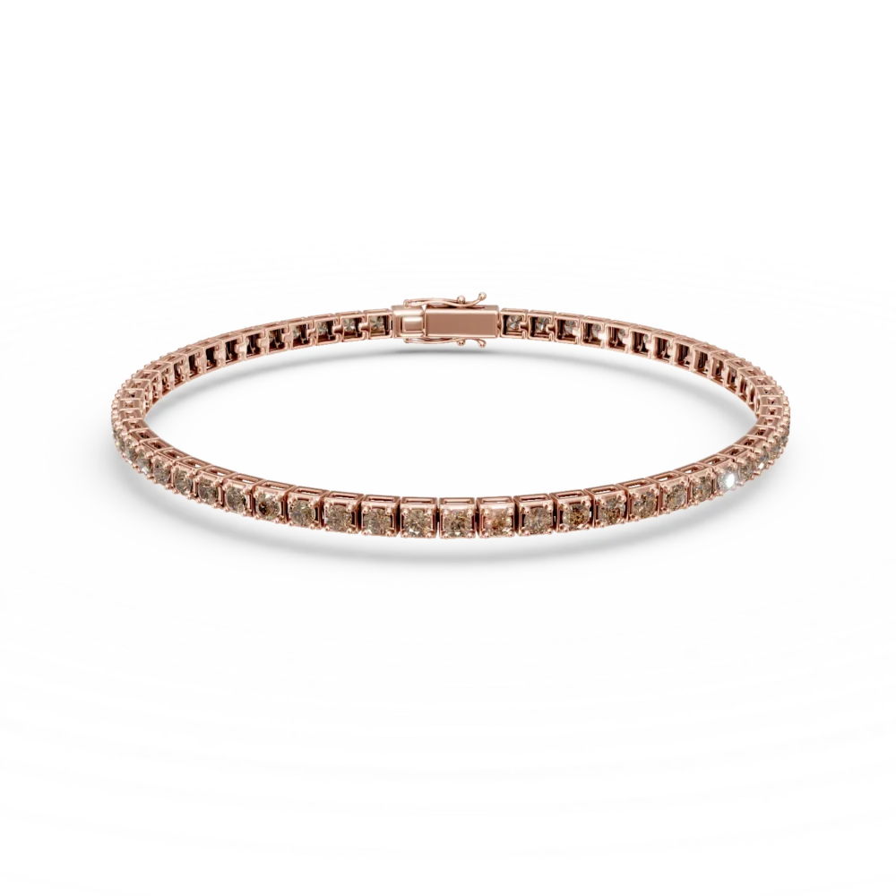 Bratara tennis din aur roz cu diamante maro de 1.9ct