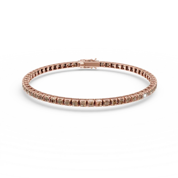 Bratara tennis din aur roz cu diamante maro de 1.8ct