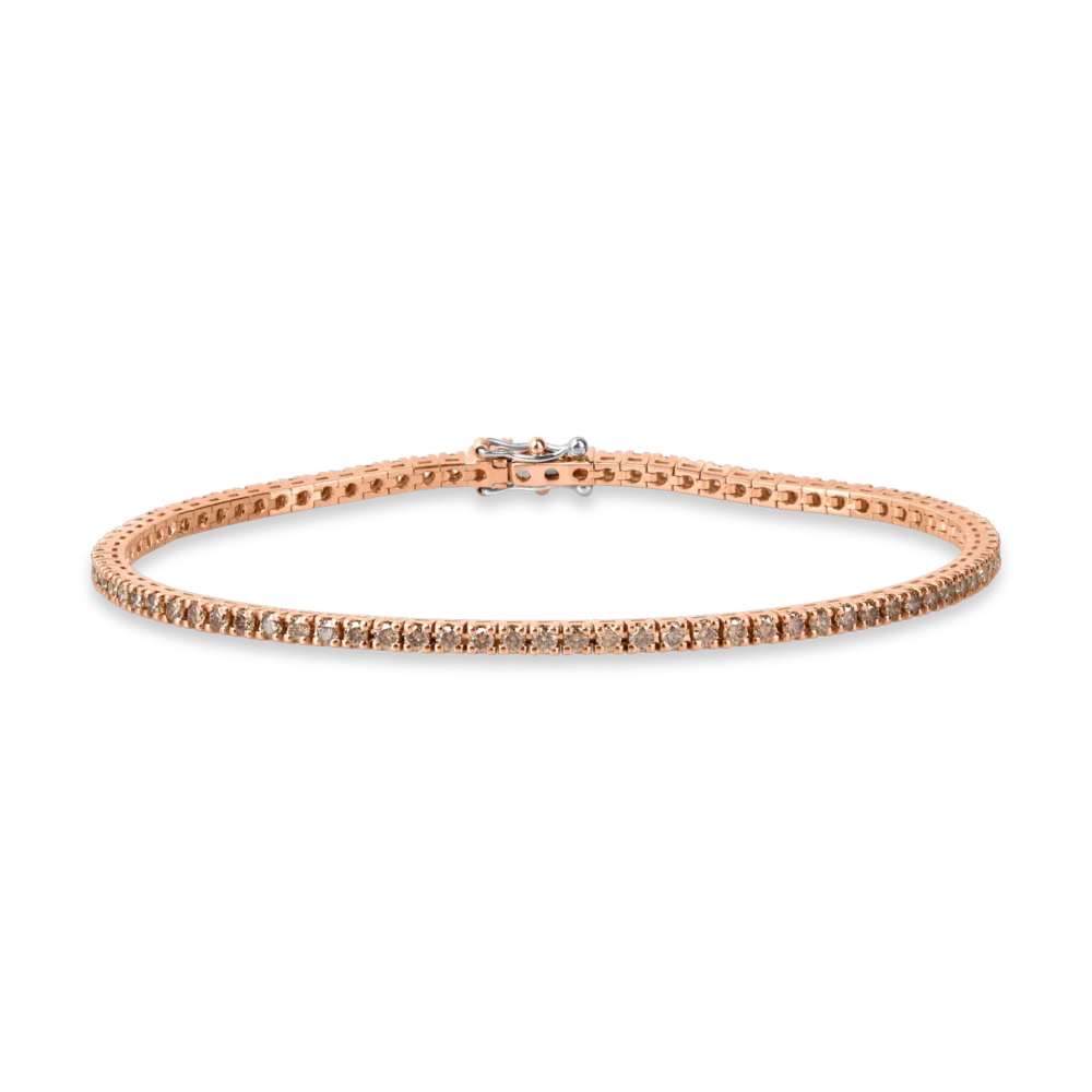 Bratara tennis din aur roz cu diamante maro de 2.6ct pentru barbati