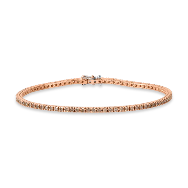 Bratara tennis din aur roz cu diamante maro de 2.6ct pentru barbati