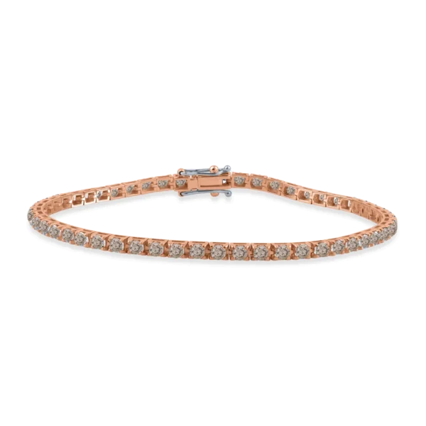 Bratara tennis din aur roz cu diamante maro de 2.8ct
