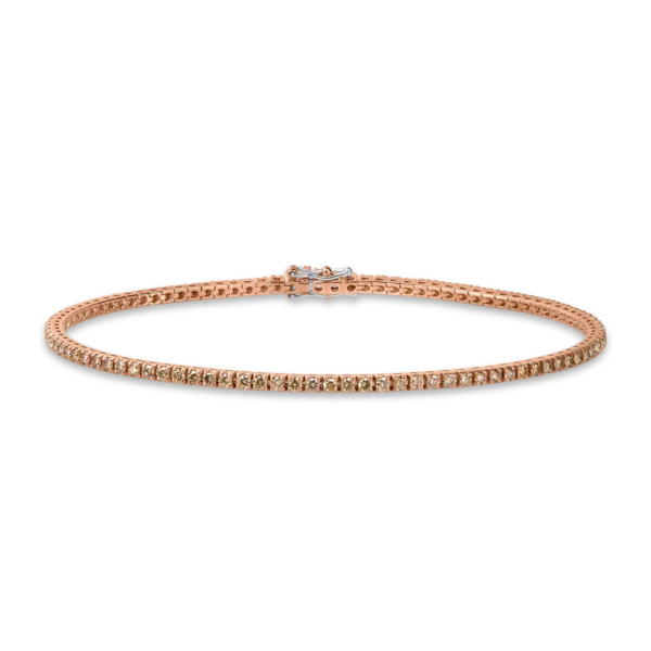 Bratara tennis din aur roz cu diamante maro de 2ct pentru barbati