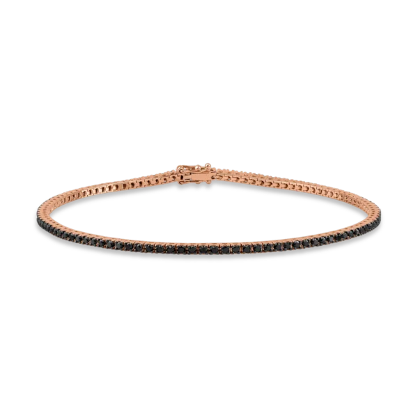 Bratara tennis din aur roz cu diamante negre de 1.1ct