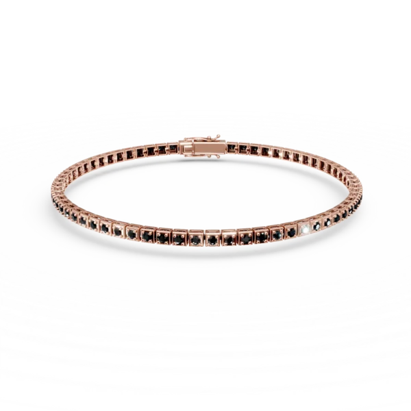 Bratara tennis din aur roz cu diamante negre de 1ct