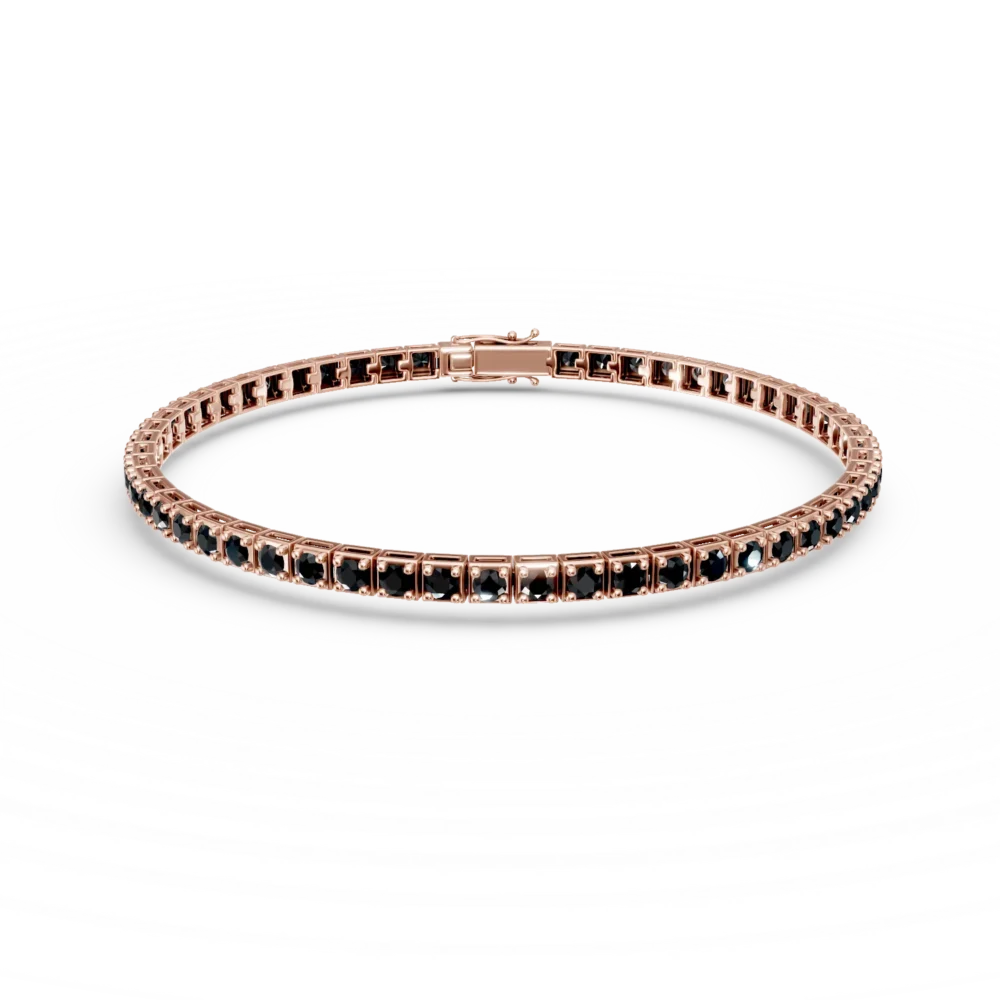 Bratara tennis din aur roz cu diamante negre de 2ct