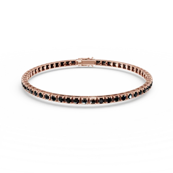 Bratara tennis din aur roz cu diamante negre de 2ct