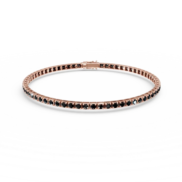 Bratara tennis din aur roz cu diamante negre de 3.3ct