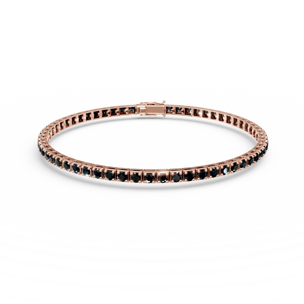 Bratara tennis din aur roz cu diamante negre de 4.6ct