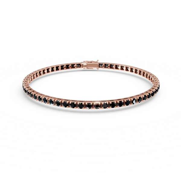 Bratara tennis din aur roz cu diamante negre de 4.6ct