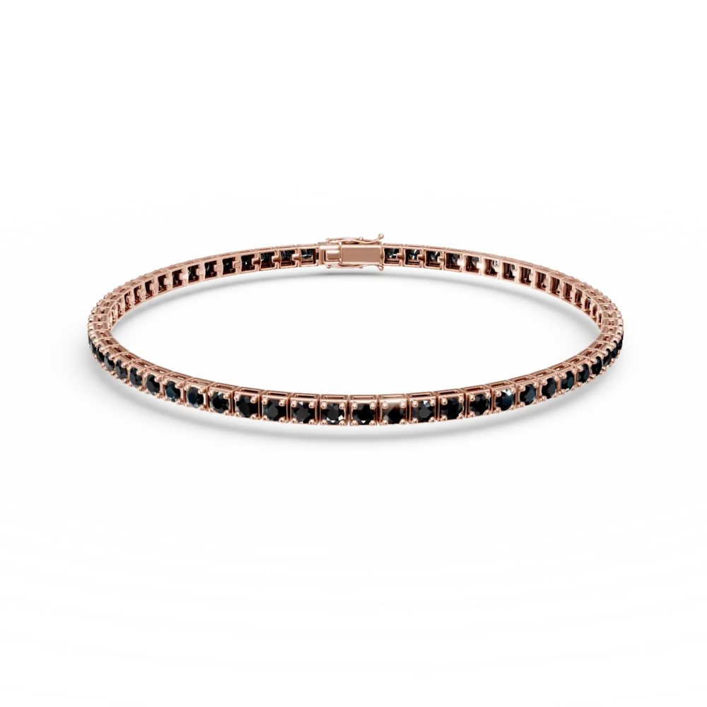 Bratara tennis din aur roz cu diamante negre de 5.7ct