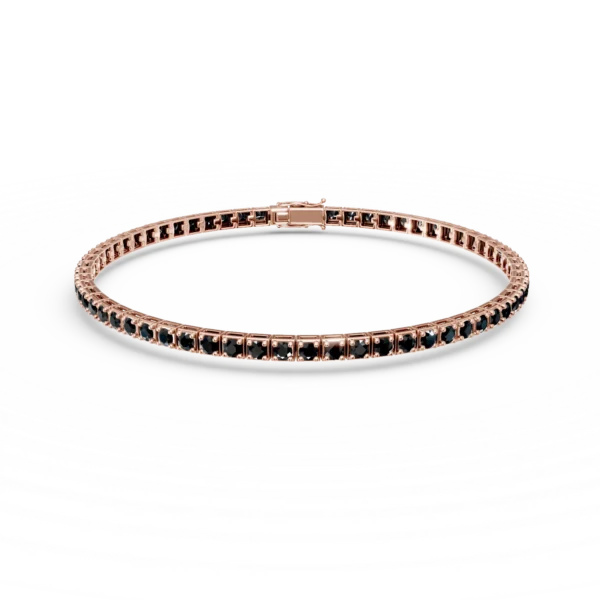 Bratara tennis din aur roz cu diamante negre de 5.7ct