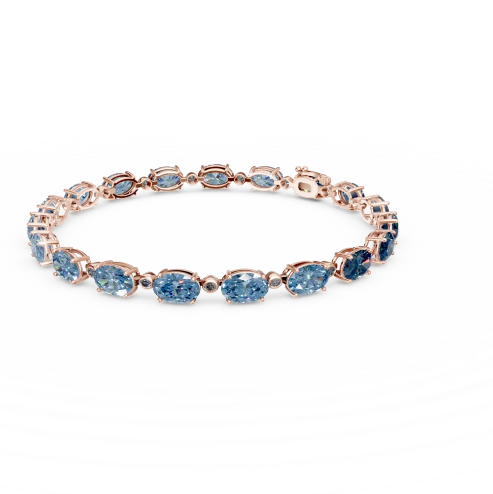Bratara tennis din aur roz cu topaze albastre ovale de 19.03ct si diamante de 0.4ct