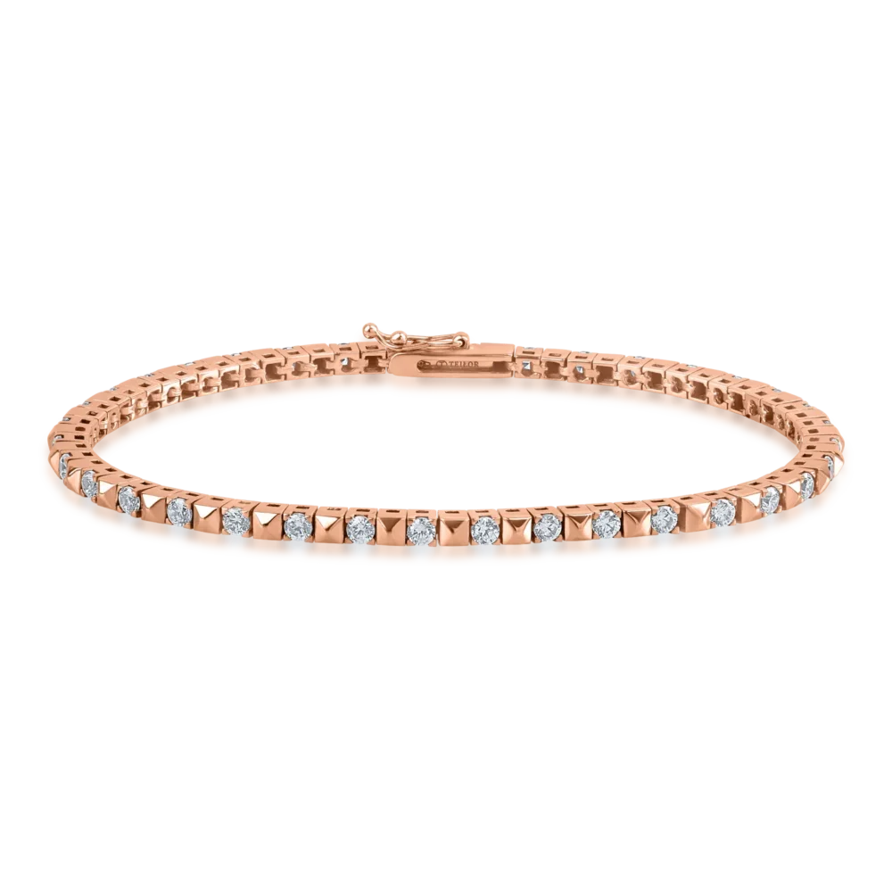 Bratara tennis din aur roz cu zirconii