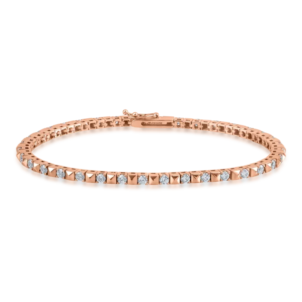 Bratara tennis din aur roz cu zirconii