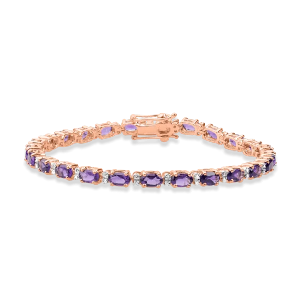 Bratara tennis din aur roz cu ametiste ovale de 5.03ct si diamante de 0.23ct