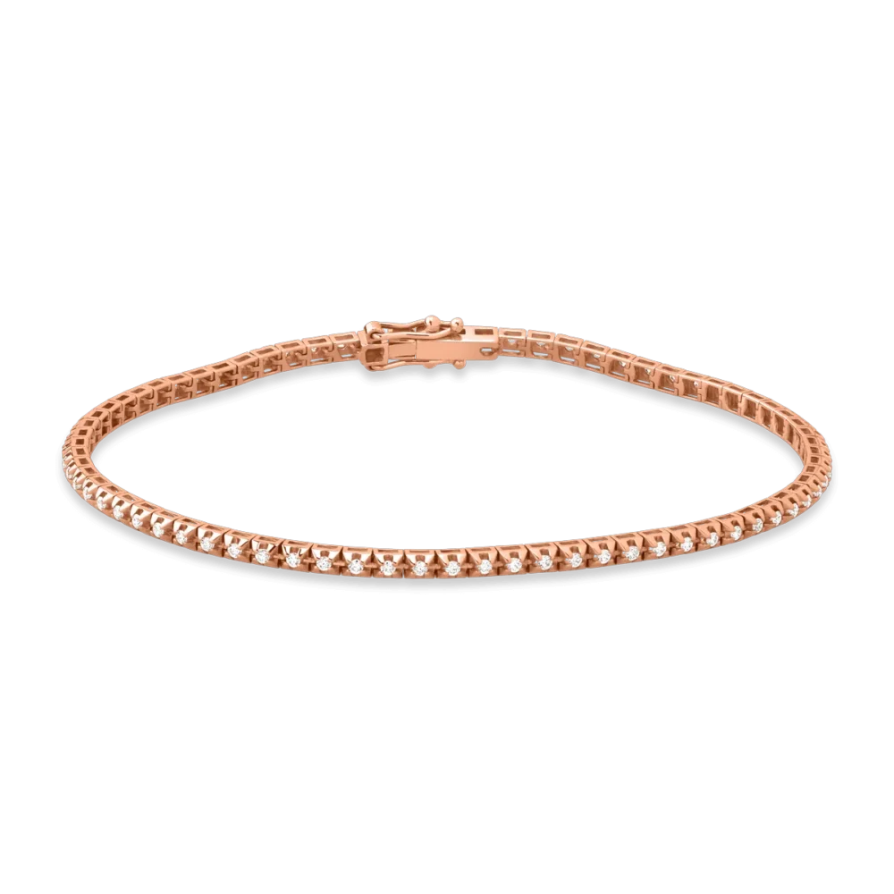 Bratara tennis din aur roz cu diamante de 0.5ct