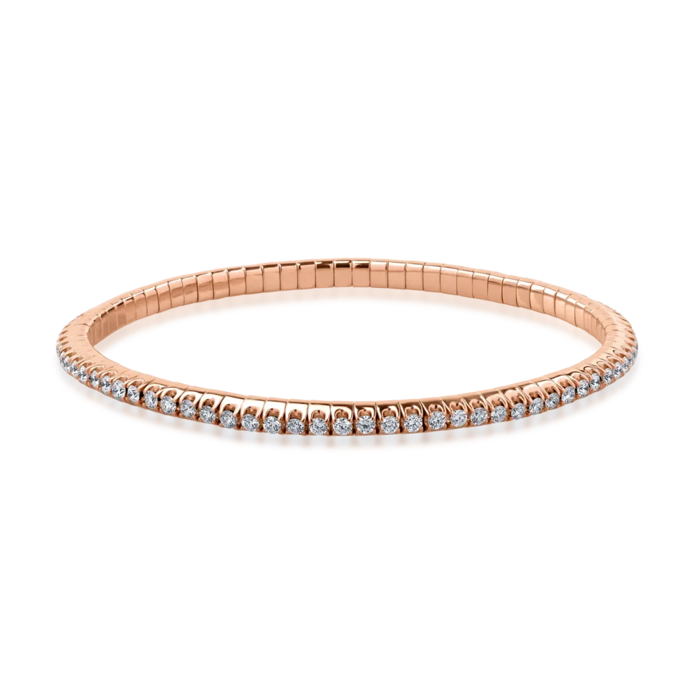 Bratara tennis din aur roz cu diamante de 1.91ct