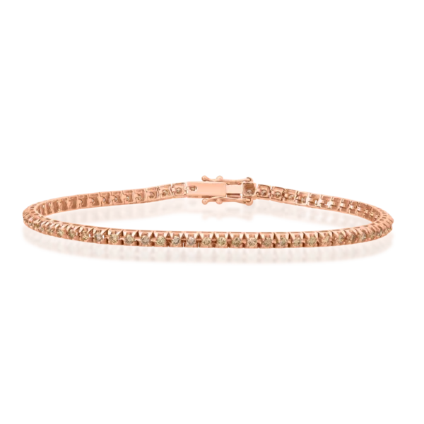 Bratara tennis din aur roz cu diamante maro de 1.15ct