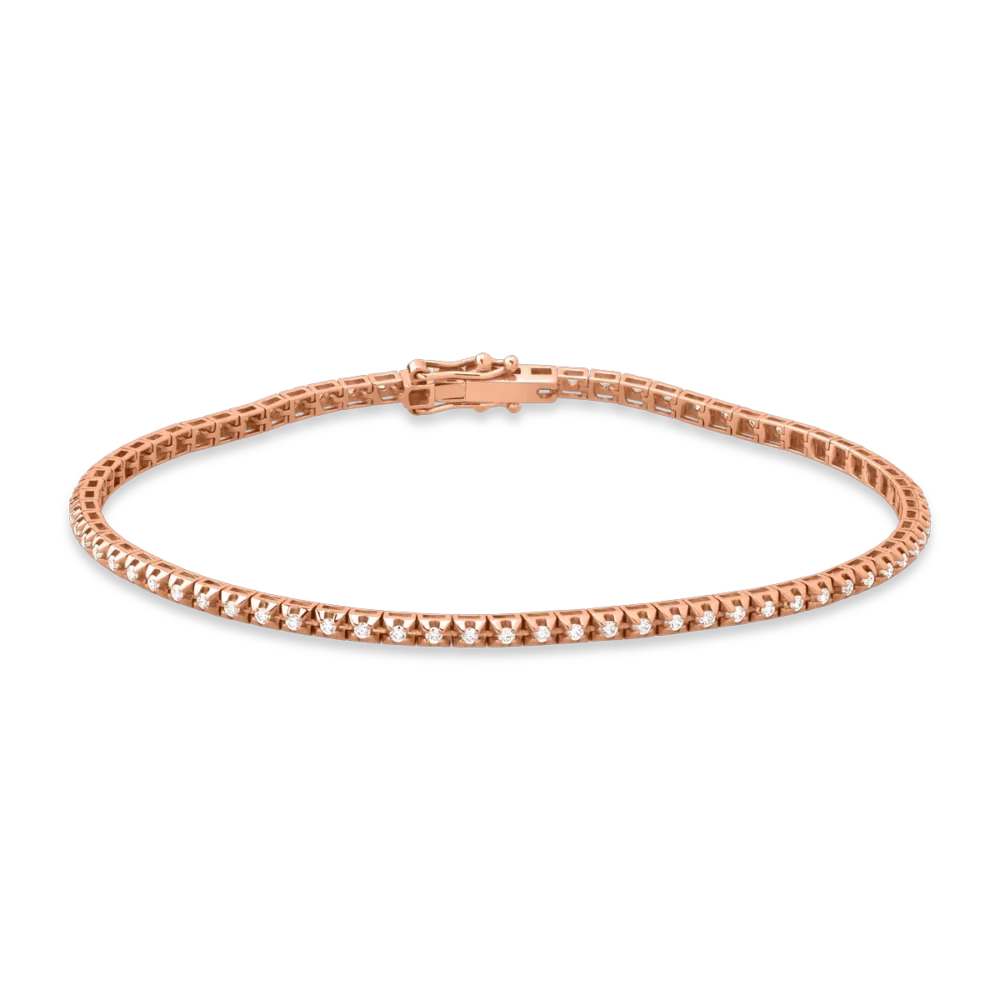 Bratara tennis din aur roz cu diamante maro de 1.22ct