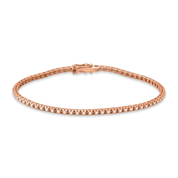 Bratara tennis din aur roz cu diamante maro de 1.22ct