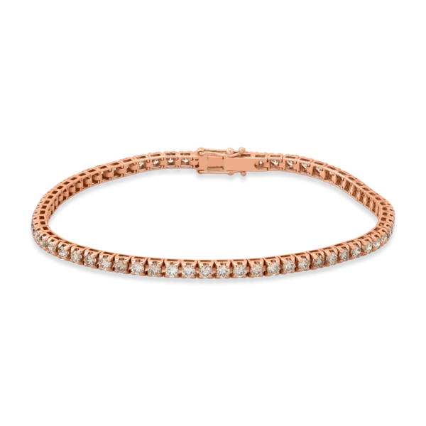 Bratara tennis din aur roz cu diamante maro de 4.45ct