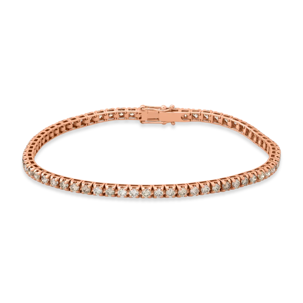 Bratara tennis din aur roz cu diamante maro de 4.85ct