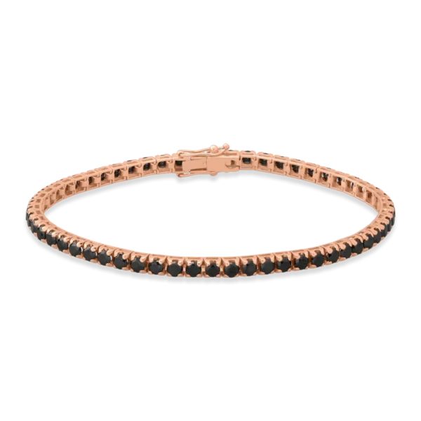 Bratara tennis din aur roz cu diamante negre de 9ct