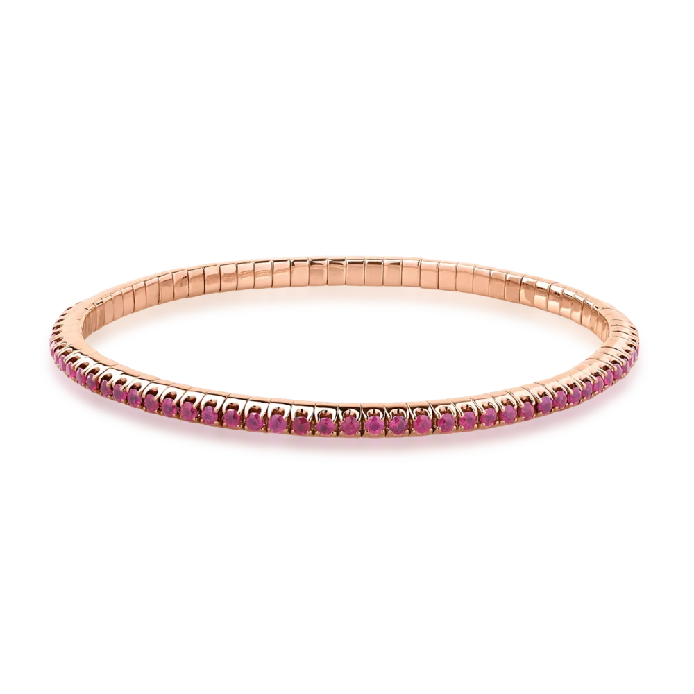 Bratara tennis din aur roz cu rubine de 2.69ct