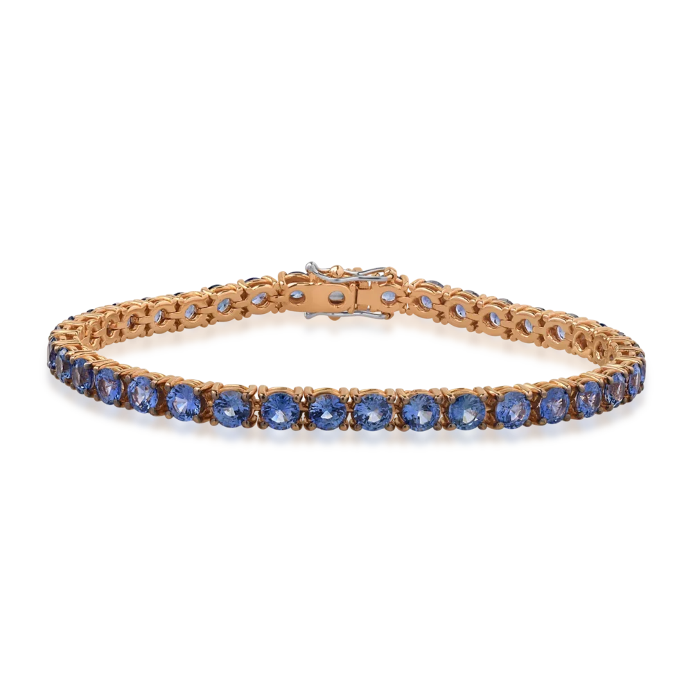 Bratara tennis din aur roz cu safire de 11.98ct