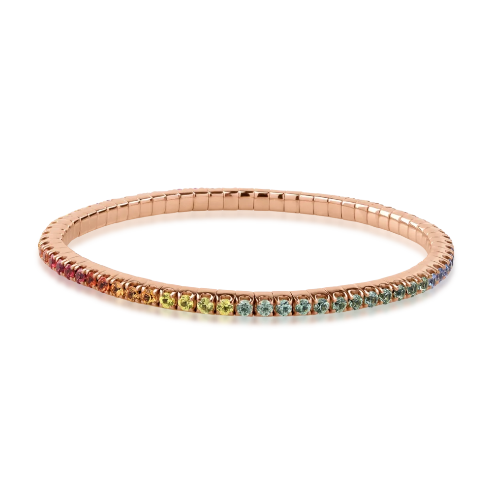 Bratara tennis din aur roz cu safire multicolore de 4.05ct - imagine 2