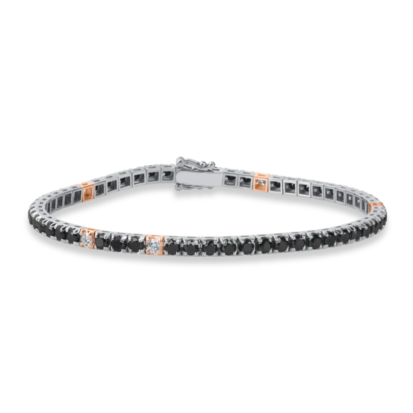 Bratara tennis din aur roz-negru cu diamante de 6.5ct