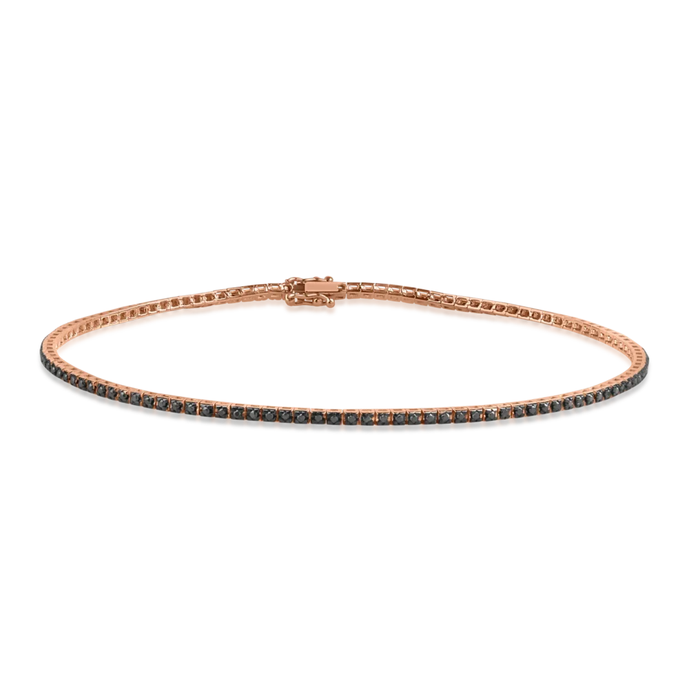 Bratara tennis din aur roz-negru cu diamante negre de 0.5ct