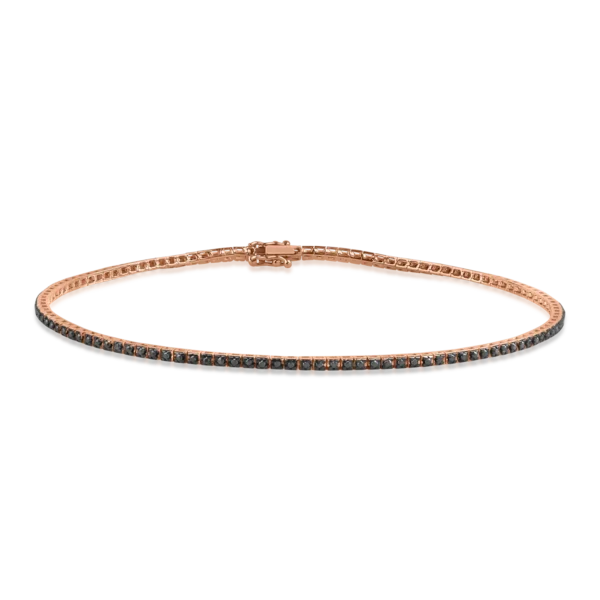 Bratara tennis din aur roz-negru cu diamante negre de 0.5ct