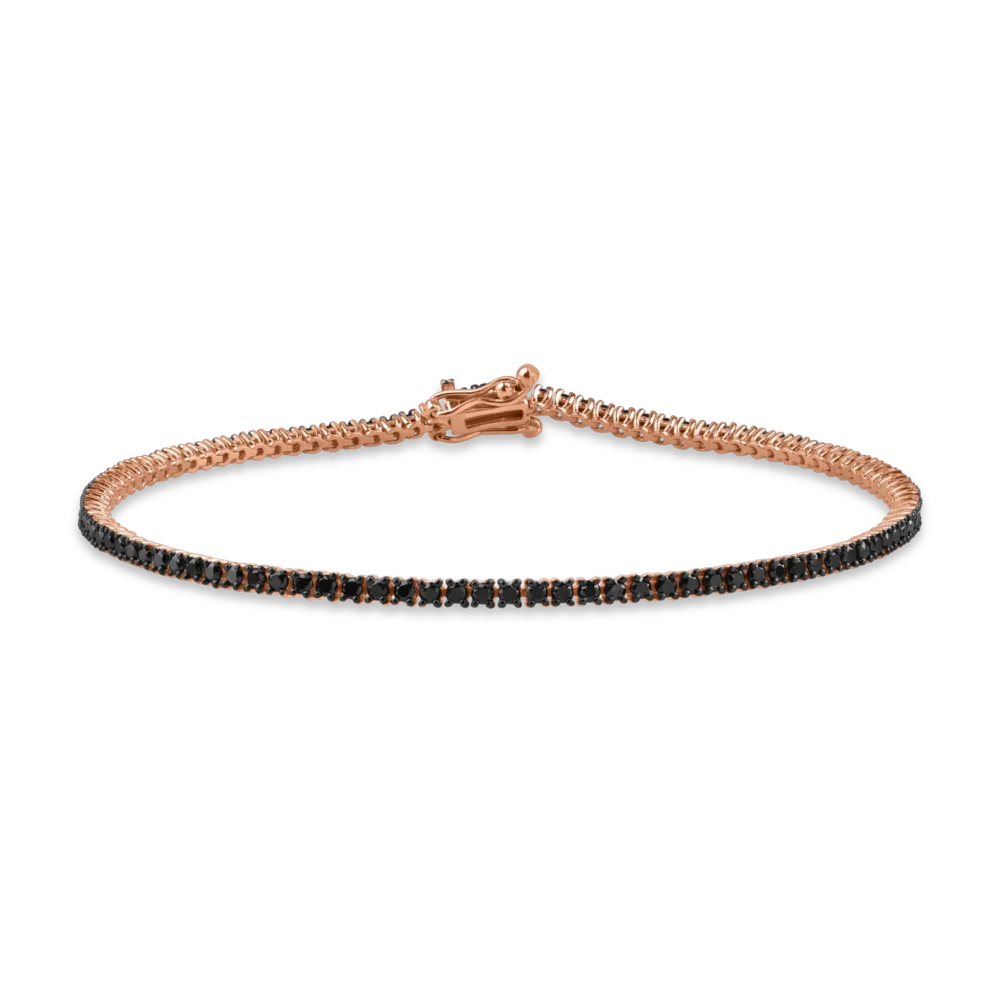 Bratara tennis din aur roz-negru cu diamante negre de 1.5ct